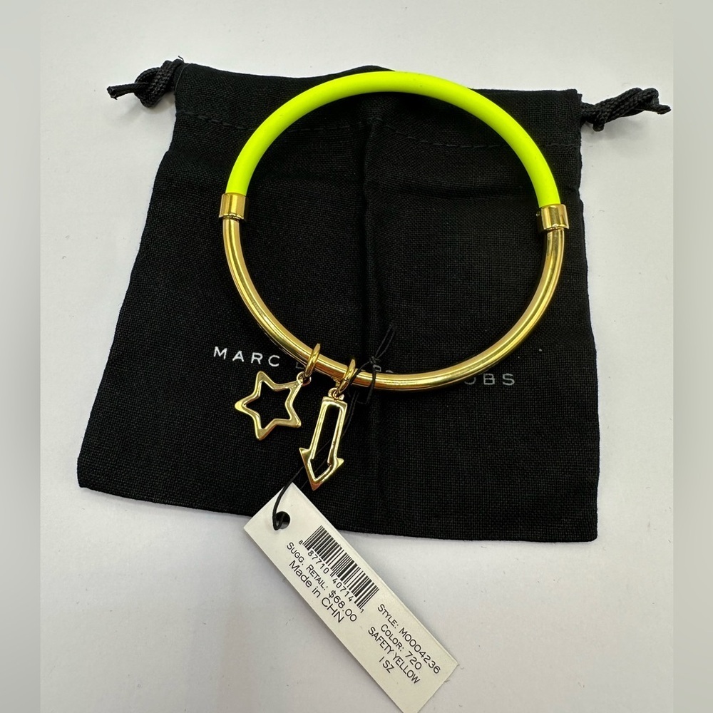 Marc Jacobs Rare Gold Neon Bangle Bracelet w/ Charms + Dust Bag $68 Retail - Picture 4 of 7